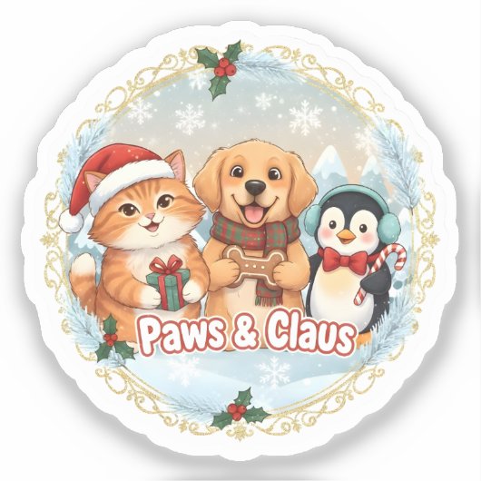 Paws & Claus Sticker (Voorkant)