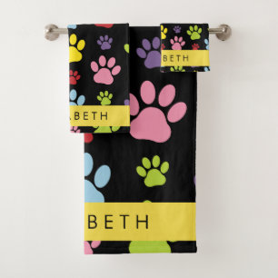 Paws Colorés, Motif Paw, Paws Chiens, Votre Nom