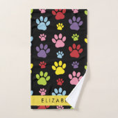 Paws Colorés, Motif Paw, Paws Chiens, Votre Nom (Serviette à main)