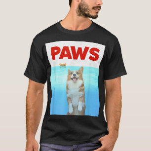 Paws Dog Parody 80s Corgi Shark Funny Dog Gift T-shirt
