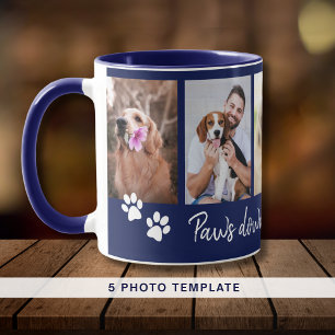Paws Down Best Dog Dad 5 Foto Collage Blauw Mok