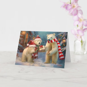 Paws en Cadeaus: Een Polar Beer Kerstuitwisseling Kaart