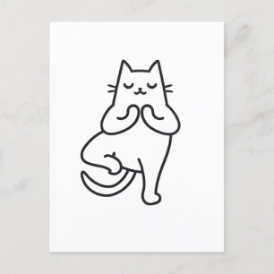 Paws en Poses: Feline Flow Yoga kattenliefhebber o Briefkaart