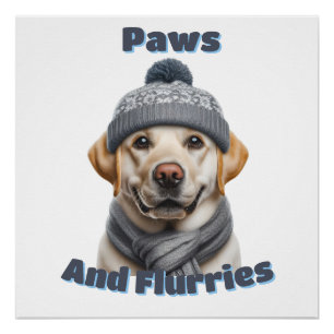 Paws & Flurries - Winter Hondenontwerp Perfect Poster