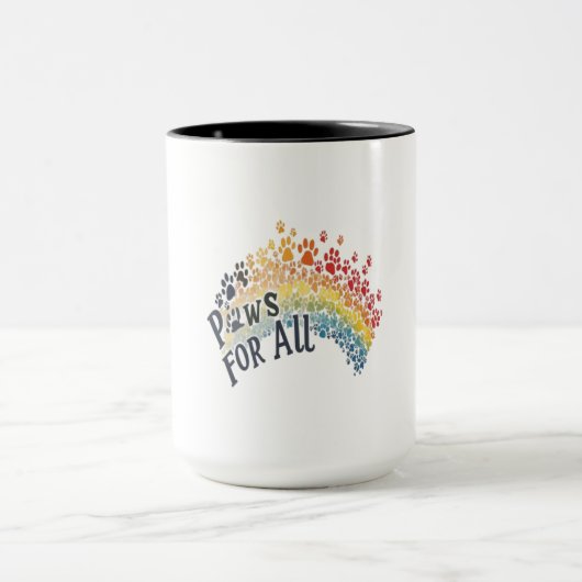 Paws for All – Rainbow Paw Print Unity  Mok (Midden)