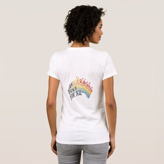 Paws for All – Rainbow Paw Print Unity T-shirt (Achterkant volledig)