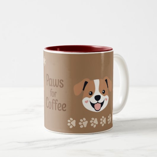 Paws for Coffee Two-Tone Coffee Mug (Devant droit)