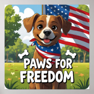 Paws for Freedom Feestelijke Hond Poster Print