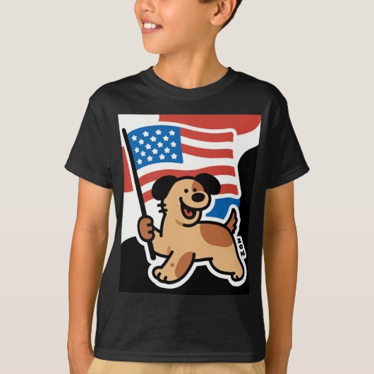 Paws for Freedom: Patriottische pup met vlag T-shi T-shirt (Voorkant)