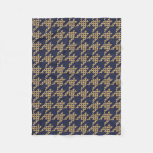 Paws-for-Houndstooth Fleece Blanket (marine/Butter Deken