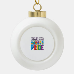 Paws for Pride Regenboog Pootafdruk Huisdier Liefh Keramische Bal Ornament