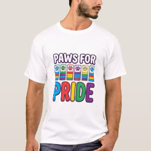 Paws for Pride Regenboog Pootafdruk Huisdier Liefh T-shirt