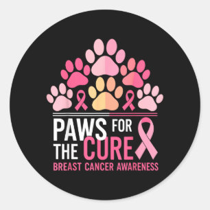 Paws For The Cure Borstkanker Bewustzijn Roze Ronde Sticker