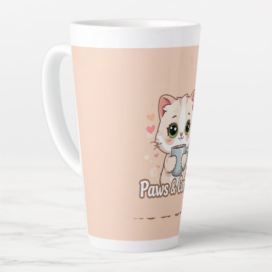 Paws, Hearts & Hot Coffee: Het Kawaii Kat Latte Mok (Linkerhoek)