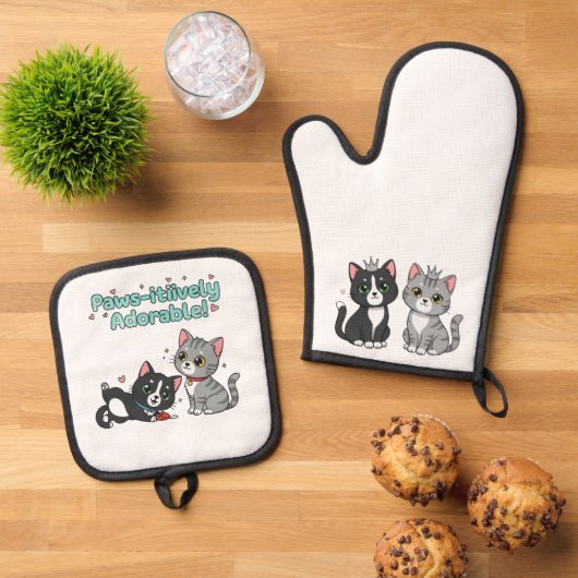 Paws-itiively Adorable! Ovenwant & Pannenlap Set (Top down)