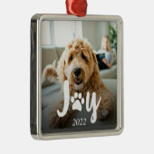 Paws & Joy Photo Pet Kerstmis Metalen Ornament (Rechts)