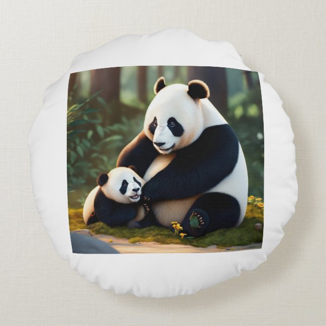 Paws & Kussens: De Beer-y Beste Nap Buddy Rond Kussen (Achterkant)