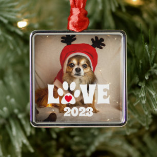 Paws & Love Custom Pet Photo Kerstmis Metalen Ornament