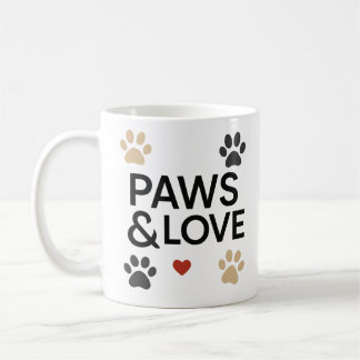 "PAWS & LOVE" Pet Lover Mug | Minimalist Dog Koffiemok