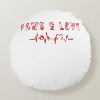 Paws & Love Schattigee Pet Lover Typography Dieren Rond Kussen