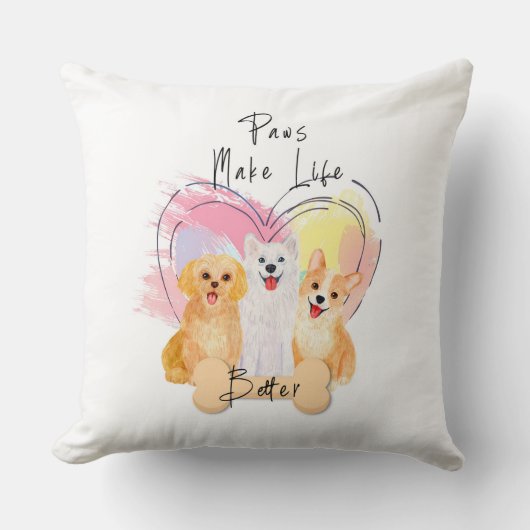 Paws Make Life Better Kussen – Schattig Trio van G (Voorkant)