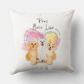 Paws Make Life Better Kussen – Schattige Trio van (Achterkant)