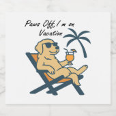 Paws Off I m on Vacation Dog Sparkling Wijnetiket (Enkel label)