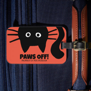 Paws Off Peeking Black Cat Jouw tekst Aangepaste n Bagagelabel