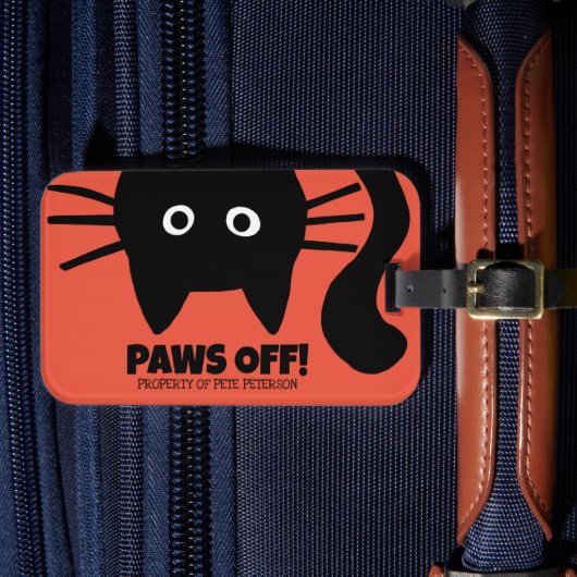 Paws Off Peeking Black Cat Jouw tekst Aangepaste n Bagagelabel (Voorkant Insitu 4)