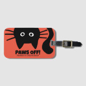 Paws Off Peeking Black Cat Jouw tekst Aangepaste n Bagagelabel (Voorkant (horizontaal))