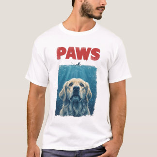 PAWS Parodie Haaienfilm Hond | Grappige Oceaan Hon T-shirt