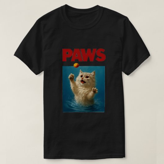 Paws Parody Black Cat Chasing a Cute Scared Mouse T-shirt (Design voorkant)