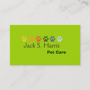 Paws Pea Green Pet Animal Care Visitekaartje