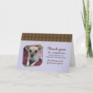 Paws Thank You Card voor de dierenarts (paarse / b Bedankkaart