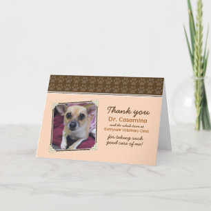 Paws Thank You Card voor de dierenarts (perzik/bru Bedankkaart