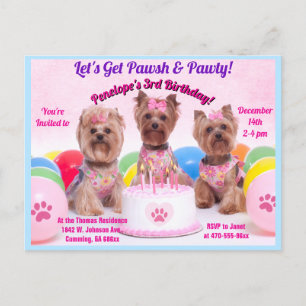 Pawsh & Party Verjaardag Uitnodiging Briefkaart