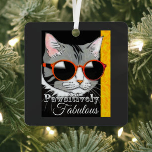 Pawsitief fantastische kat metalen ornament