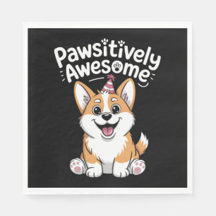Pawsitief Geweldige Corgi Verjaardag Hond Shirt Servet