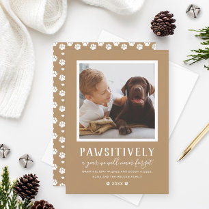 Pawsitief onvergetelijk jaar Tan Dog Photo Holid Feestdagenkaart