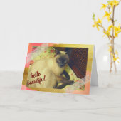 Pawsitief Purrfecedag met Siamese kat Collage Kaart (Gele Bloem)