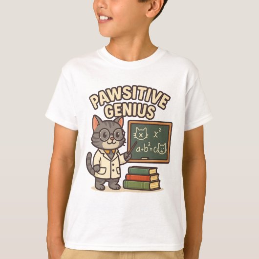 Pawsitive Genius – Professor Cat T-shirt (Voorkant)