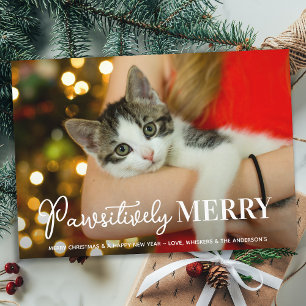 Pawsitive Merry Custom Pet Cat met Kerstmis Feestdagenkaart