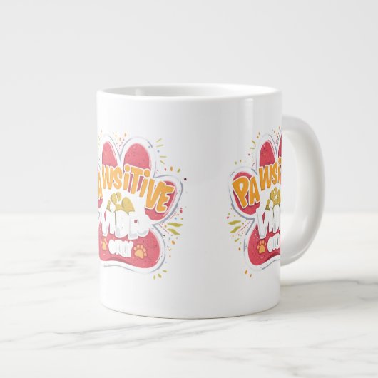 Pawsitive Vibes Only Paw Print Mug (Devant droit)