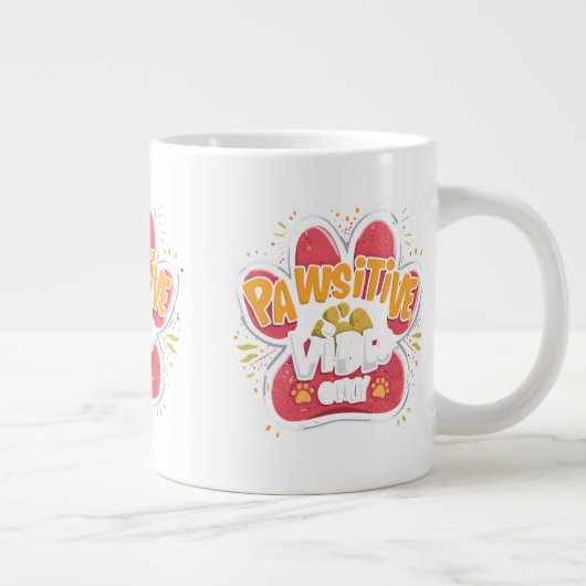 Pawsitive Vibes Only Paw Print Mug (Droite)