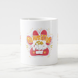 Pawsitive Vibes Only Paw Print Mug Extra Grote Beker