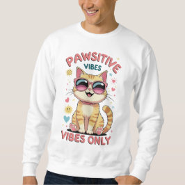 Pawsitive Vibes Only – Schattigee kat met zonnebri Trui