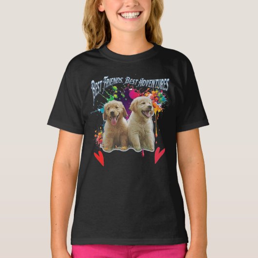 Pawsitive Vibes Only: Two Pups, Endless Adventures T-shirt (Voorkant)