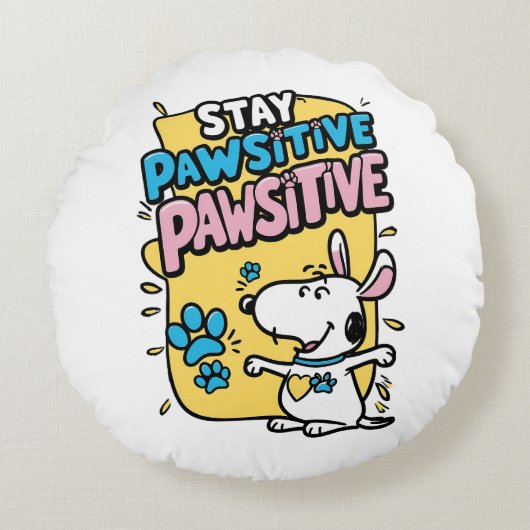 Pawsitive-vibes Rond Kussen (Voorkant)
