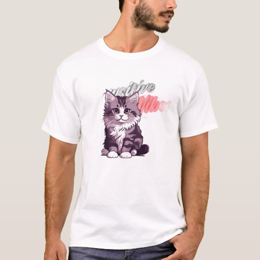 "Pawsitive Vibes" T-Shirt with Cat – Funny Unisex  (Devant)
