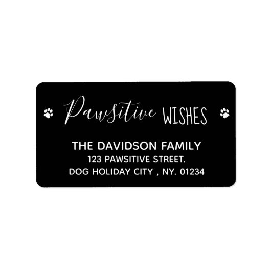 Pawsitive Wishes Cute Pet Dog Black Kerstmis Etiket (Voorkant)